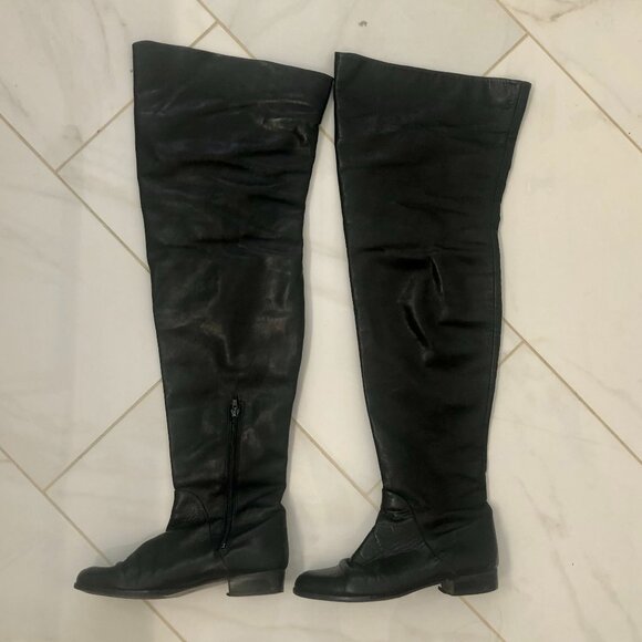 Knee High Black Leather Boots Size 9 Made in Italy - Picture 2 of 11
